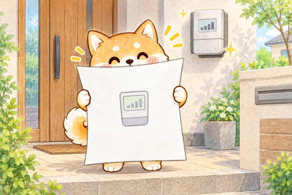 スマートメーター交換のお知らせを広げてほっとするナビ助